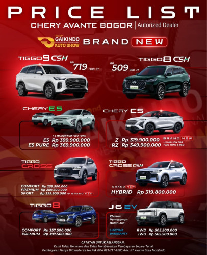 Pricelist Harga Chery jagakarsa 2025
